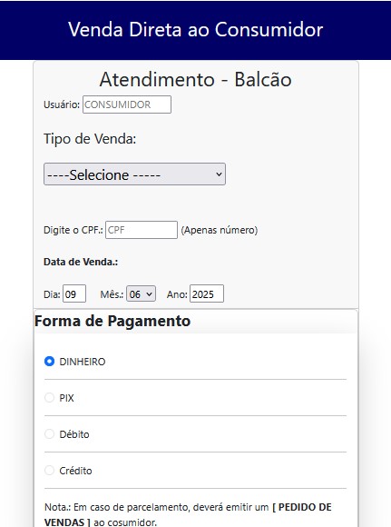  Vendas diretas